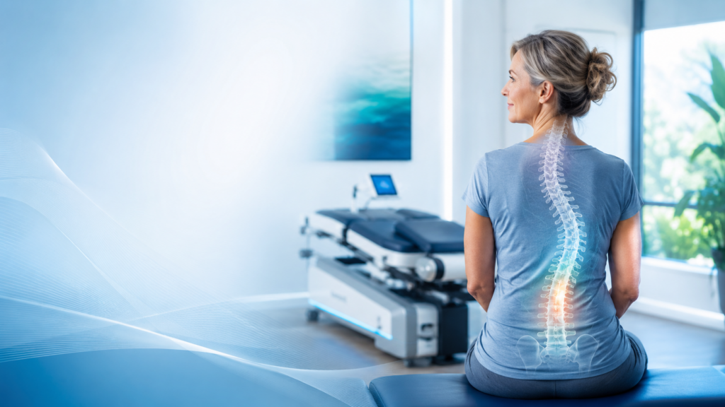 Adult with degenerative scoliosis receiving 4D spinal decompression in Burlington, Ontario